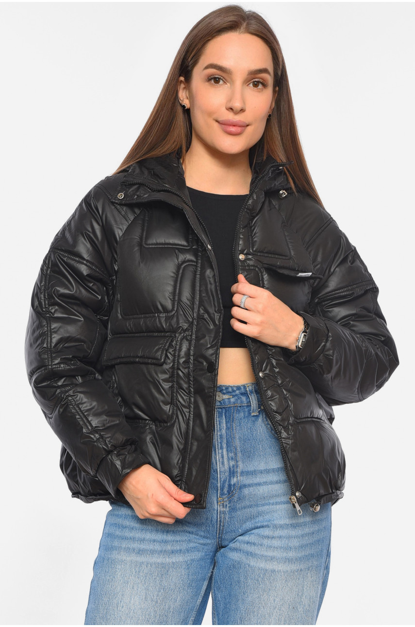 Куртка жіноча демісезонна чорного кольору 6663 192040