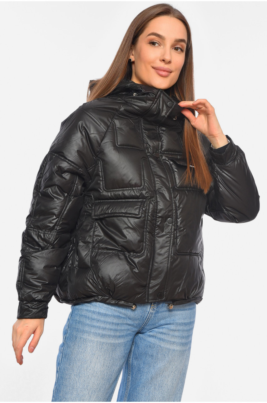 Куртка жіноча демісезонна чорного кольору 6663 192040