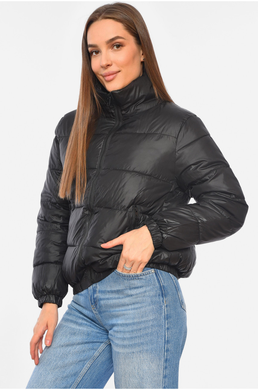 Куртка жіноча демісезонна чорного кольору 007 192041