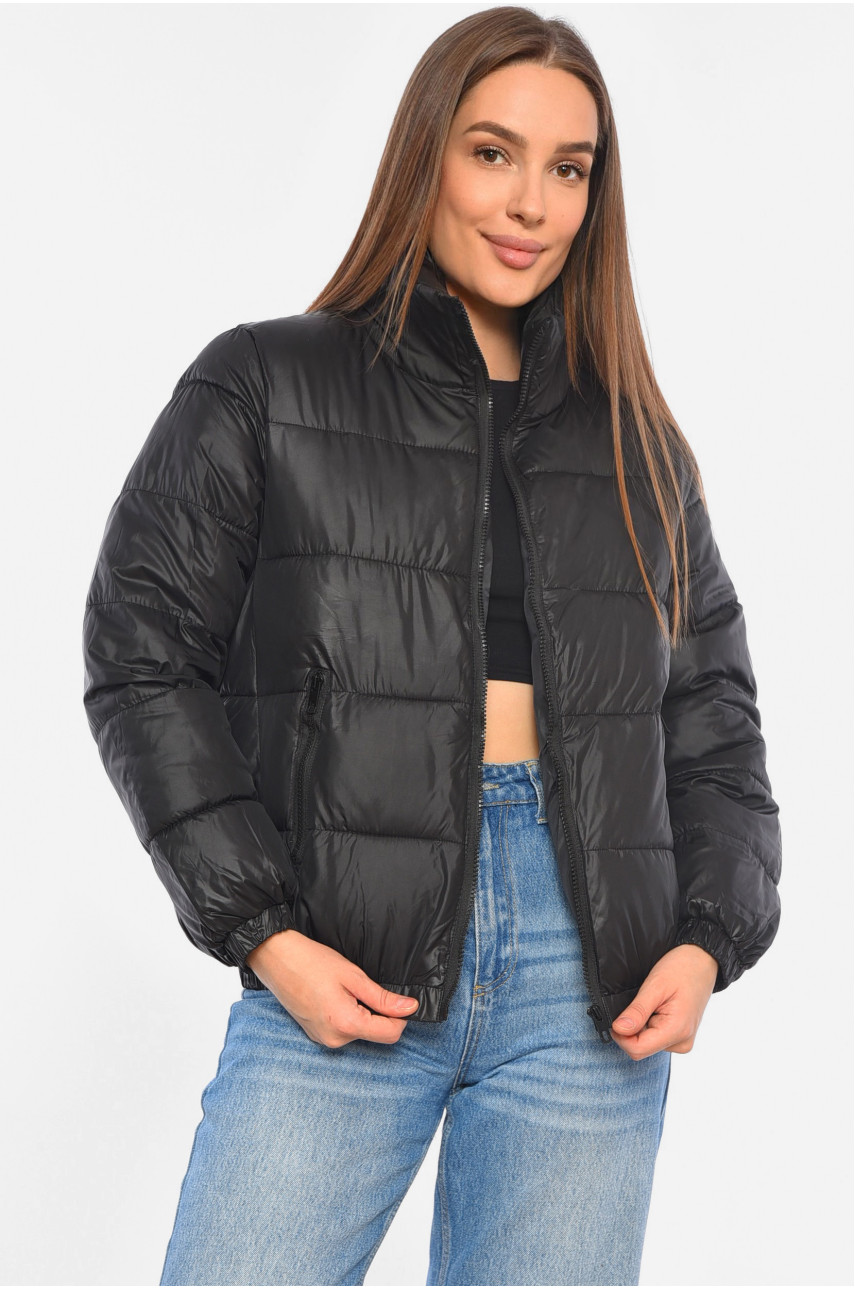 Куртка жіноча демісезонна чорного кольору 007 192041