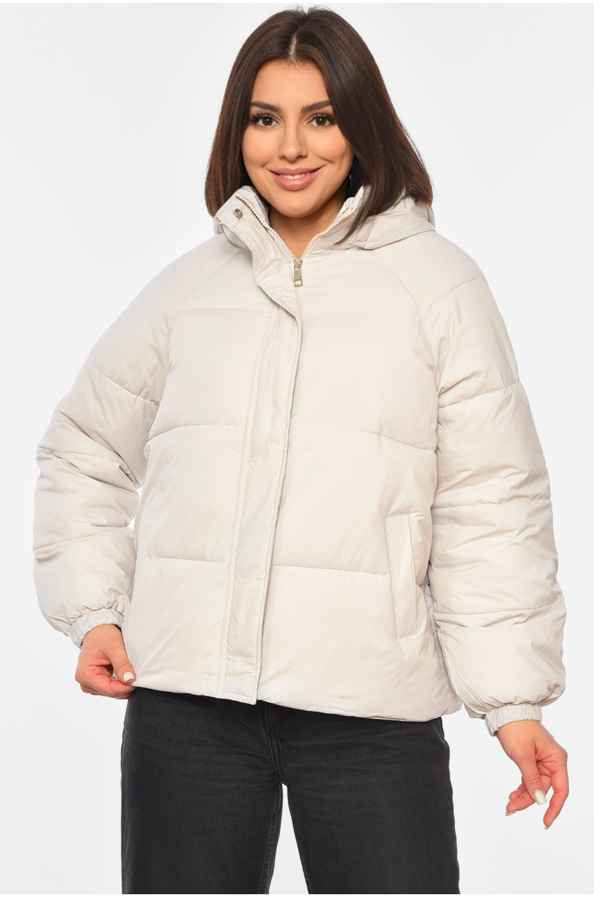 Куртка жіноча демісезонна світло-бежевого кольору 2025 192043