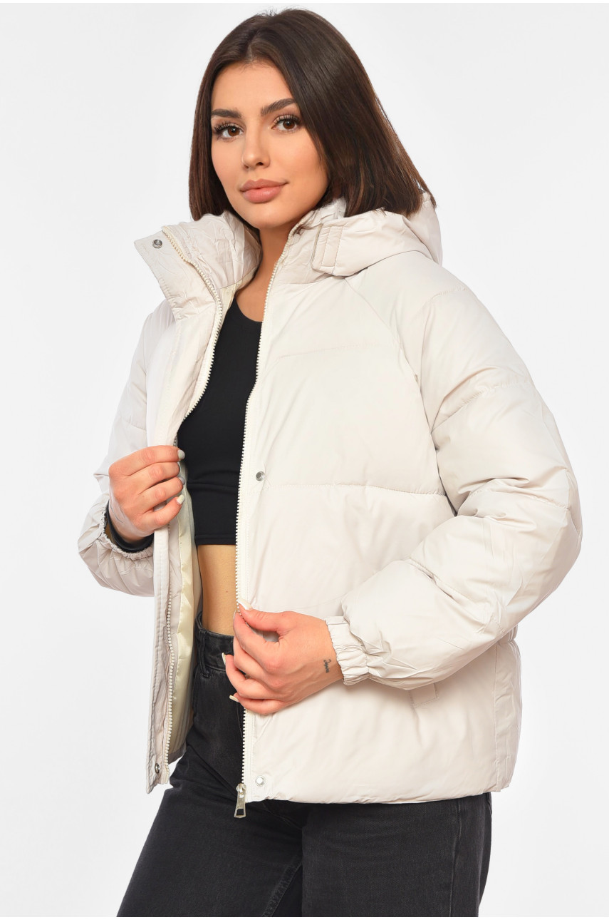 Куртка жіноча демісезонна світло-бежевого кольору 2025 192043