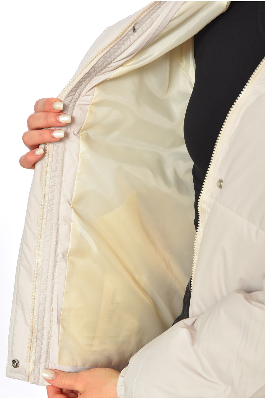 Куртка жіноча демісезонна світло-бежевого кольору 2025 192043 Куртка жіноча демісезонна світло-бежевого кольору 2025 192043