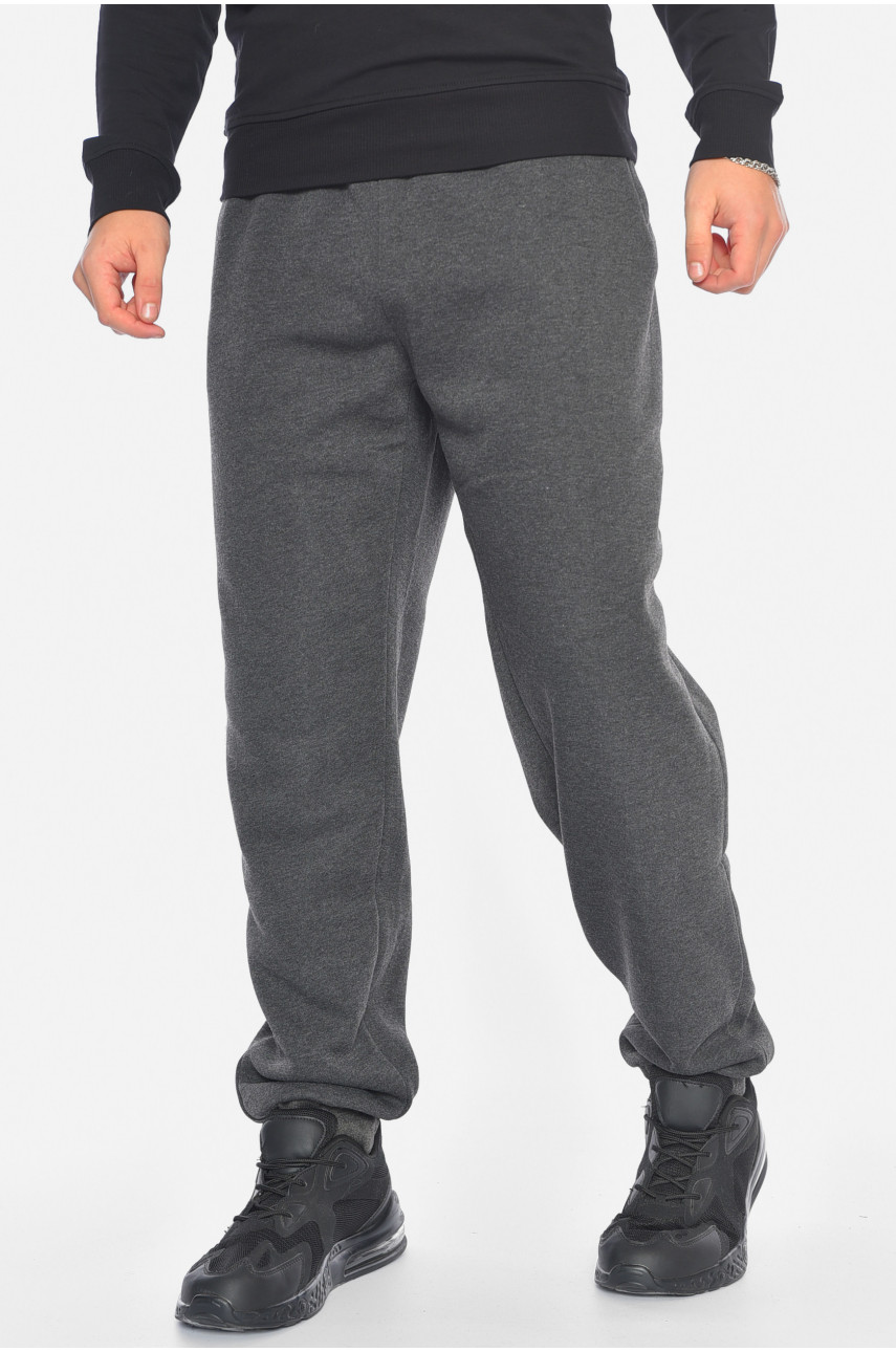 Спортивні штани чоловічі батальні на флісі темно-сірого кольору 4868 192051
