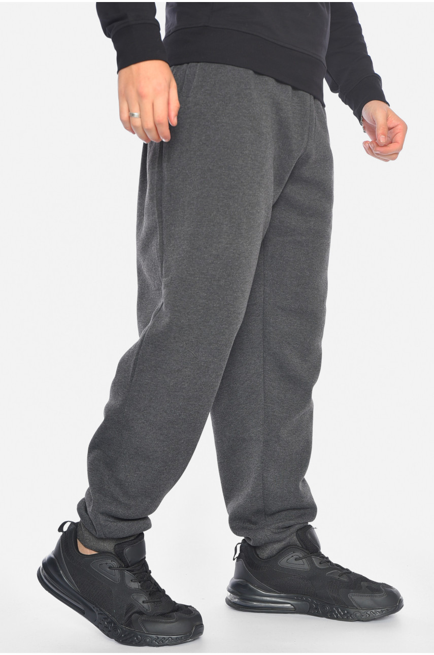 Спортивні штани чоловічі батальні на флісі темно-сірого кольору 4868 192051