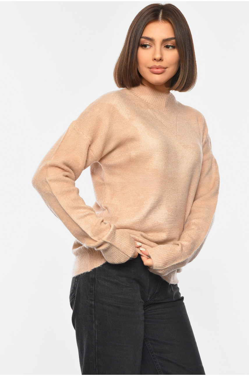 Свитер женский полубатальный черного цвета 222 192052