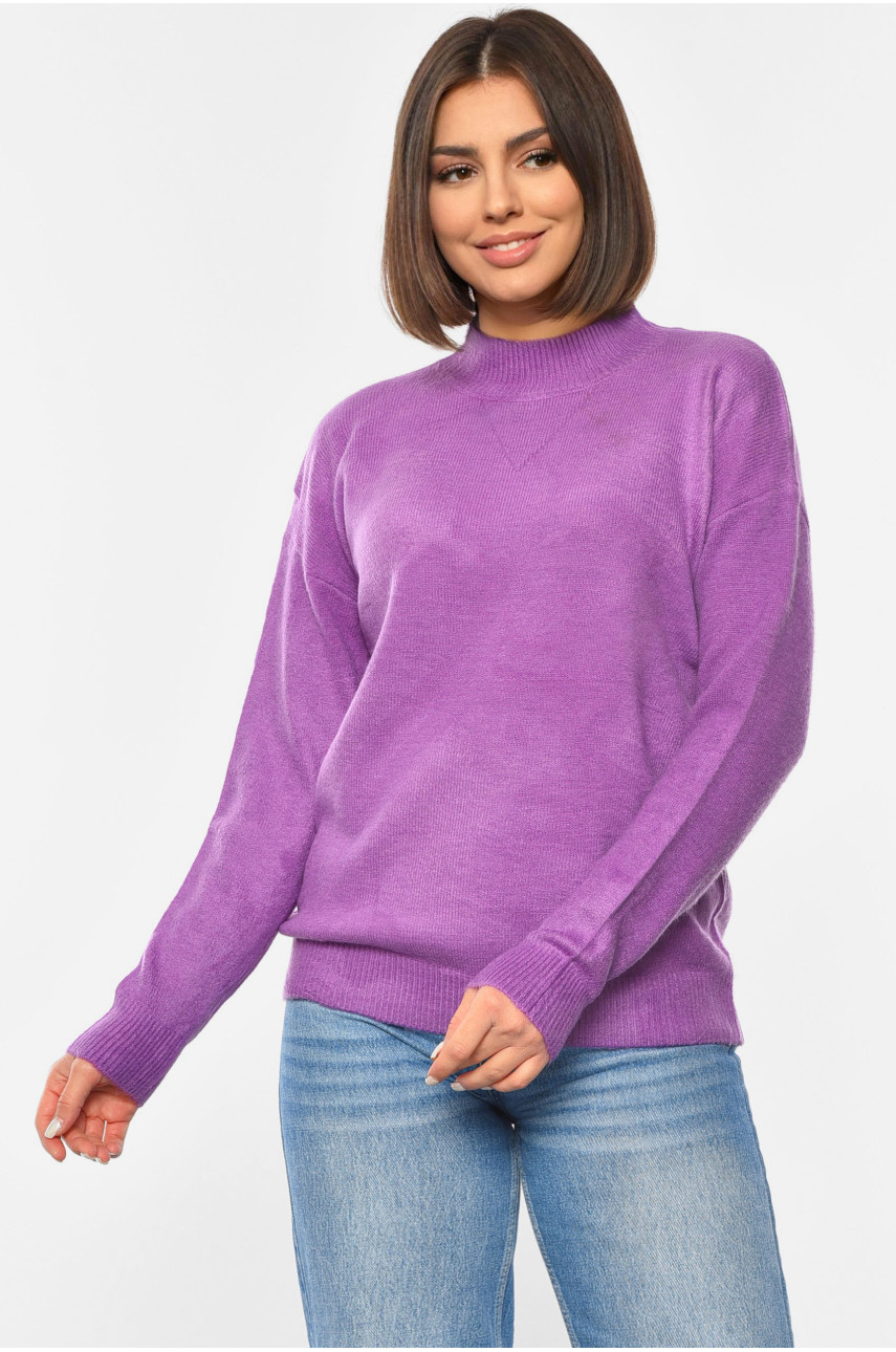 Свитер женский полубатальный сиреневого цвета 222 192062