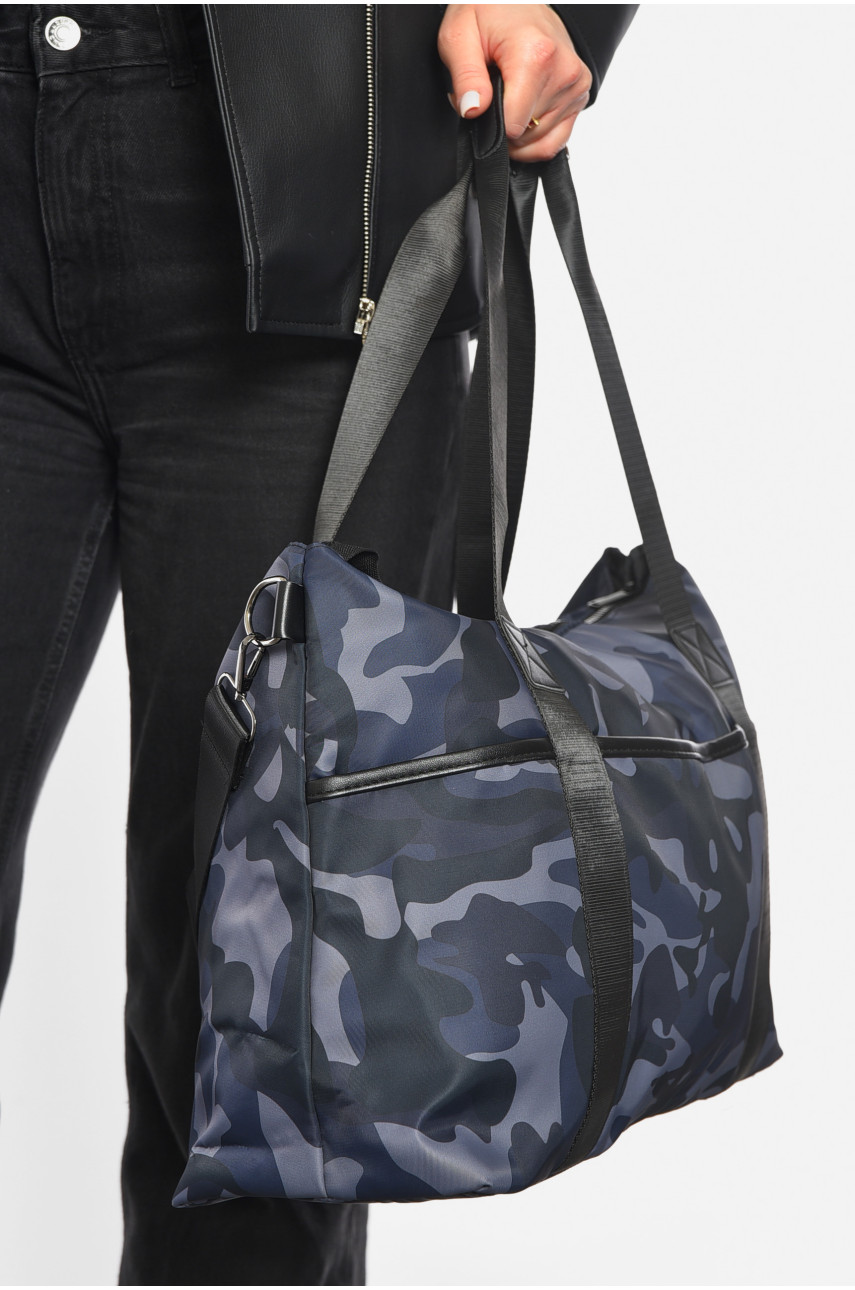Сумка жіноча текстильна синього кольору з камуфляжним принтом 312 192086