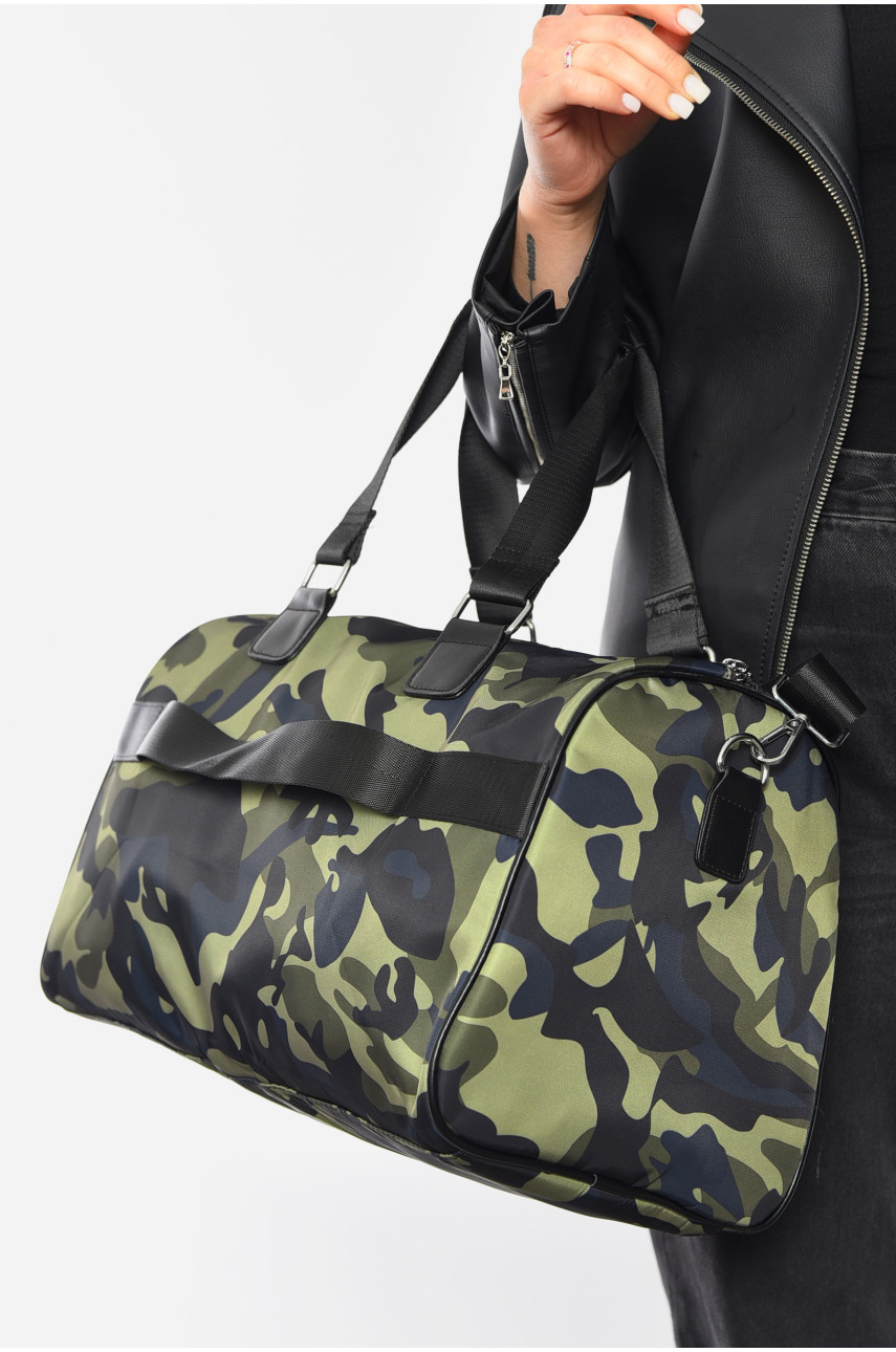 Сумка жіноча текстильна зеленого кольору з камуфляжним принтом 227 192090