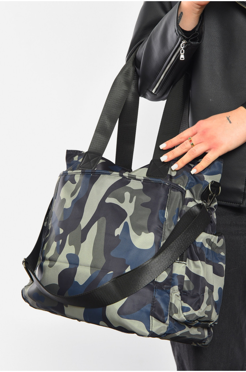 Сумка женская текстильная зеленого цвета с камуфляжным принтом 3022 192094