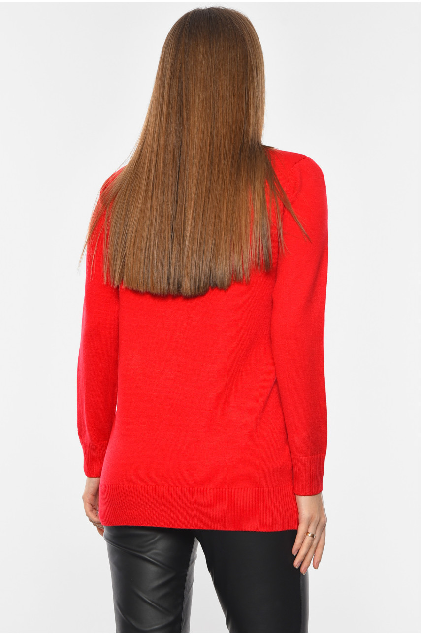 Свитер женский удлиненный красного цвета 555 192115 Свитер женский удлиненный красного цвета 555 192115