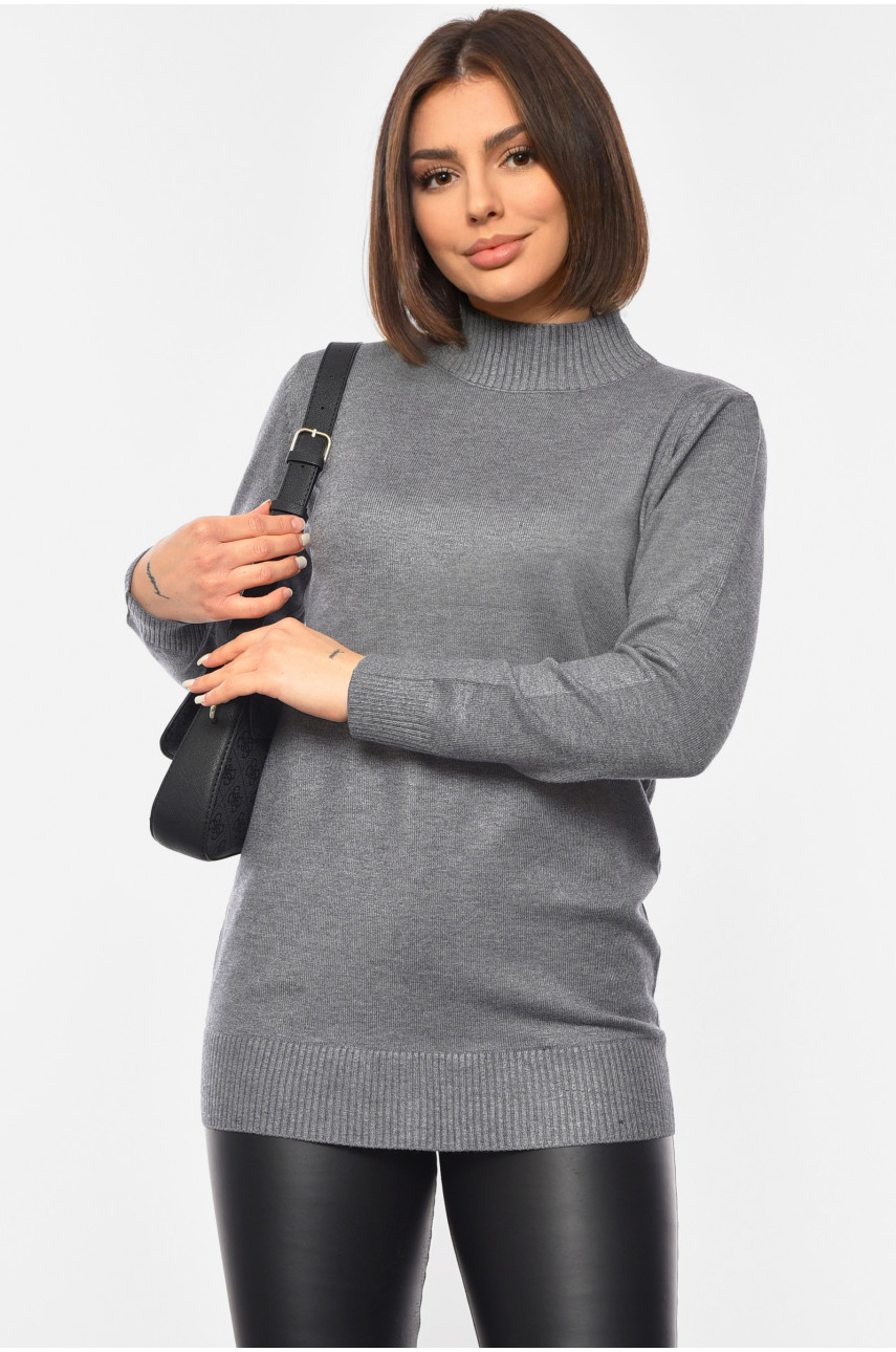 Свитер женский удлиненный серого цвета 555 192120