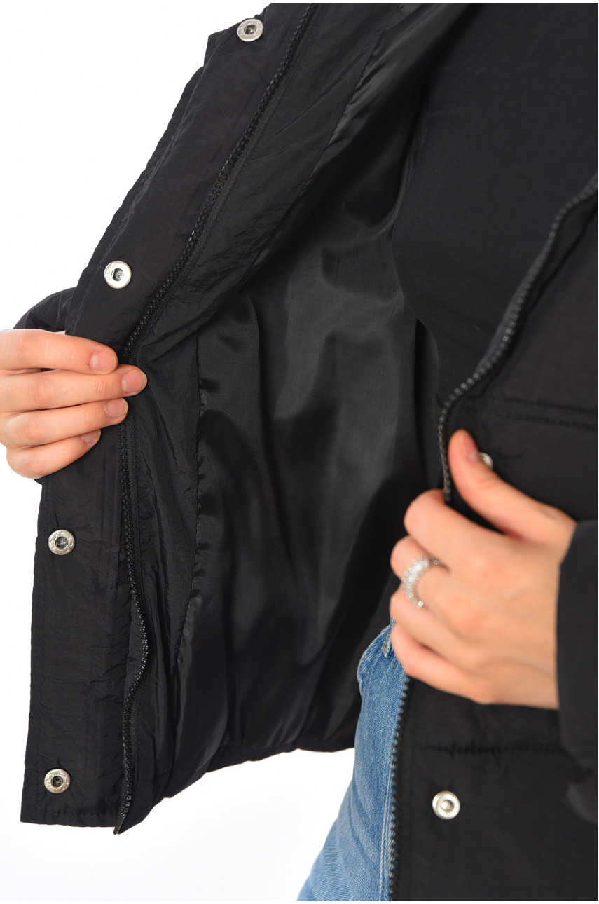 Куртка жіноча демісезонна чорного кольору 703 192133 Куртка жіноча демісезонна чорного кольору 703 192133
