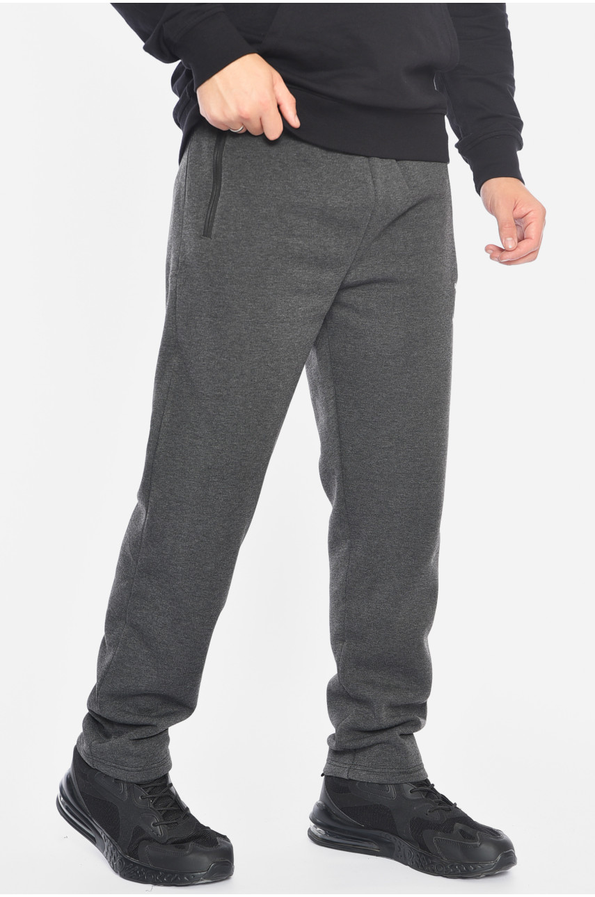 Спортивні штани чоловічі на флісі темно-сірого кольору А23 192138