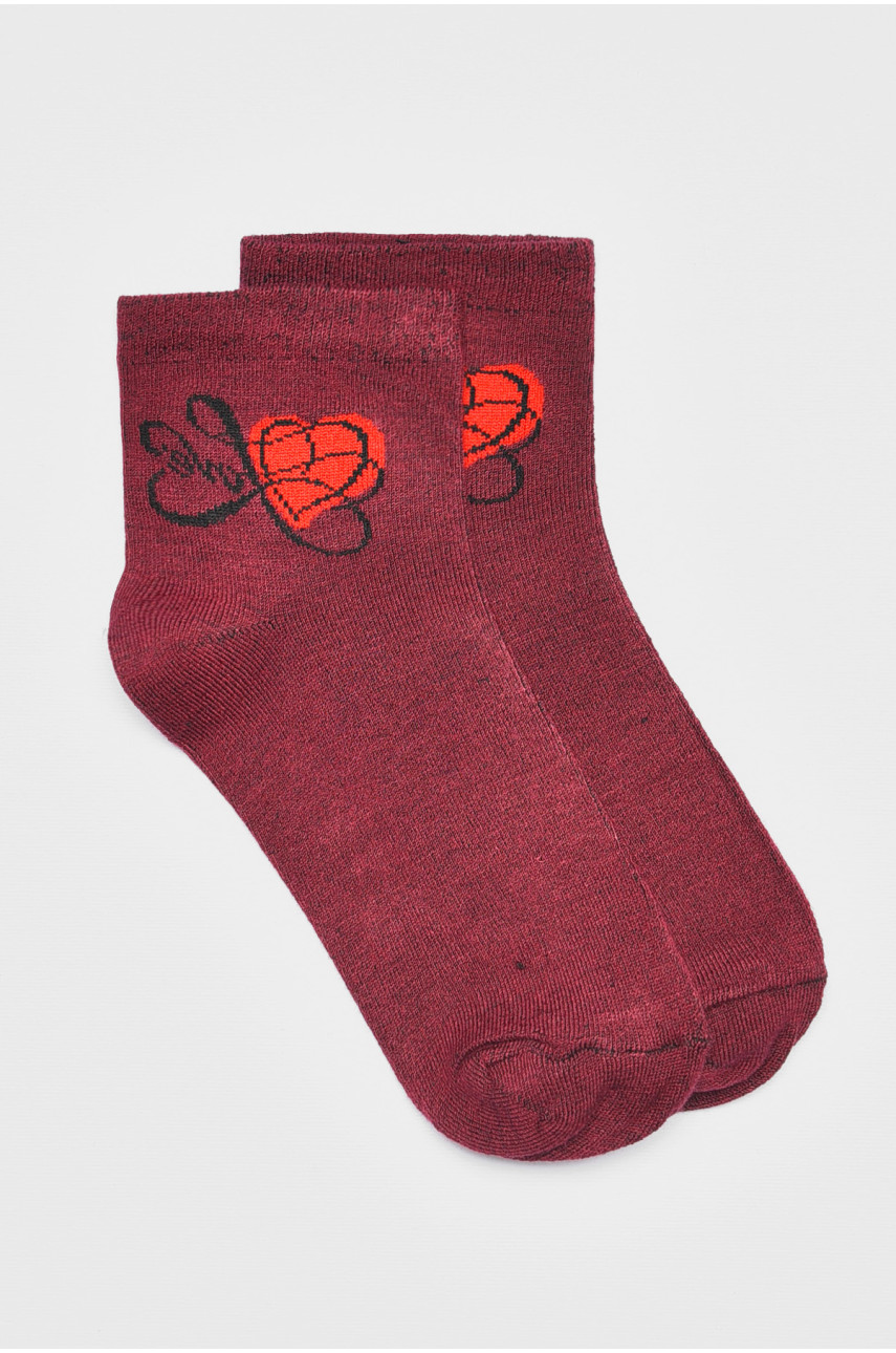 Носки женские демисезонные бордового цвета 362 192263 Носки женские демисезонные бордового цвета 362 192263