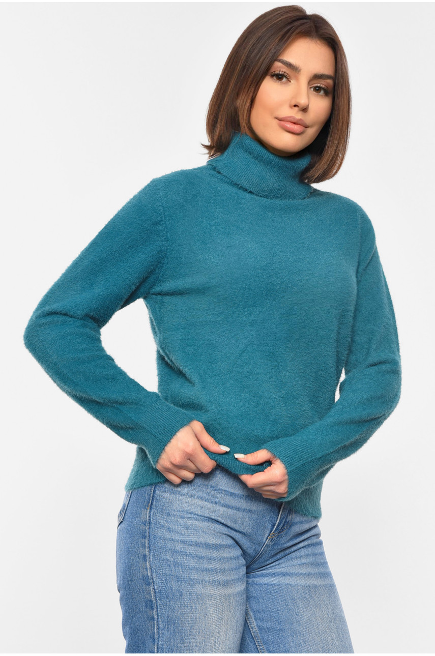 Светр жіночий однотонний зеленого кольору 6008 192323 Светр жіночий однотонний зеленого кольору 6008 192323