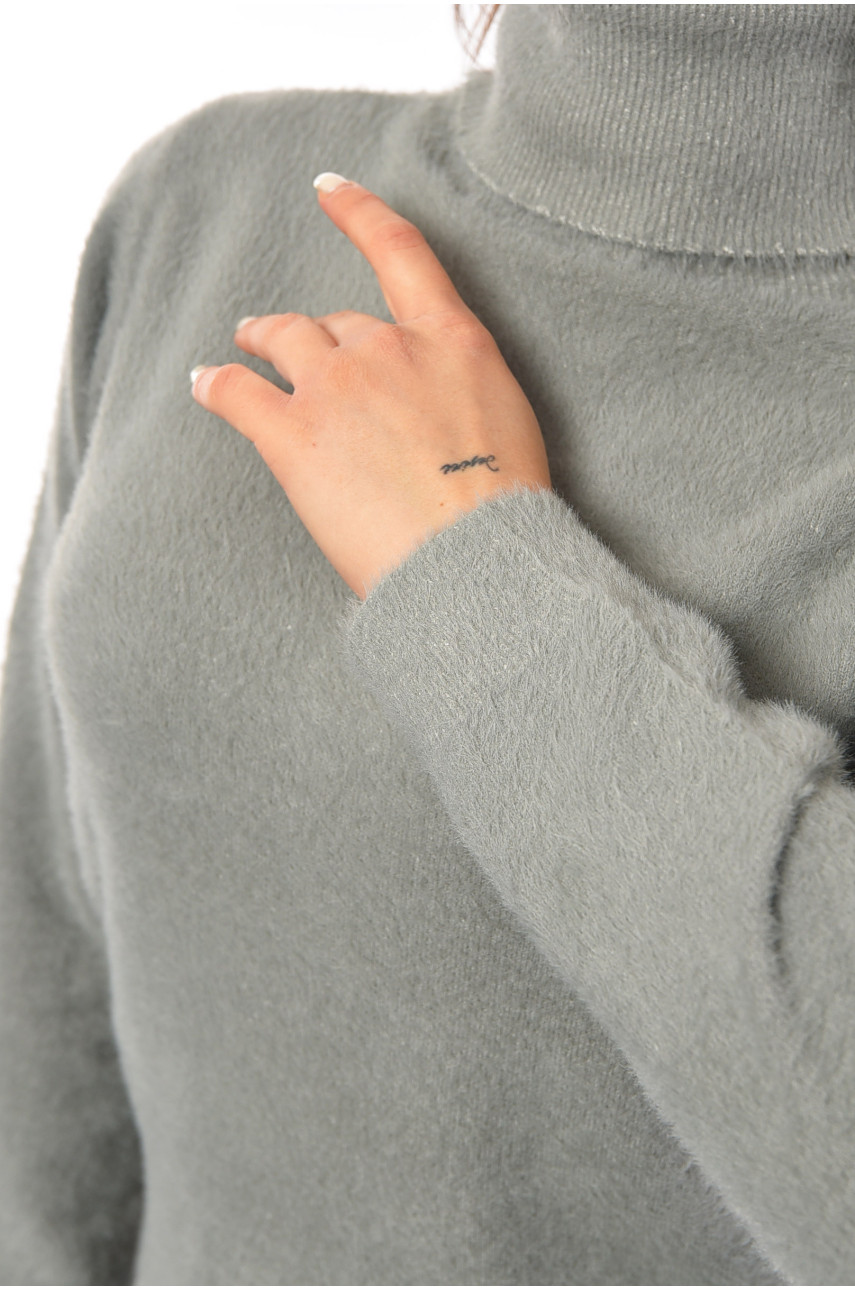 Свитер женский однотонный серого цвета 6008 192327 Свитер женский однотонный серого цвета 6008 192327