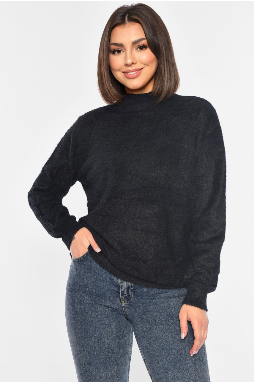 Светр жіночий однотонний чорного кольору 6010 192343