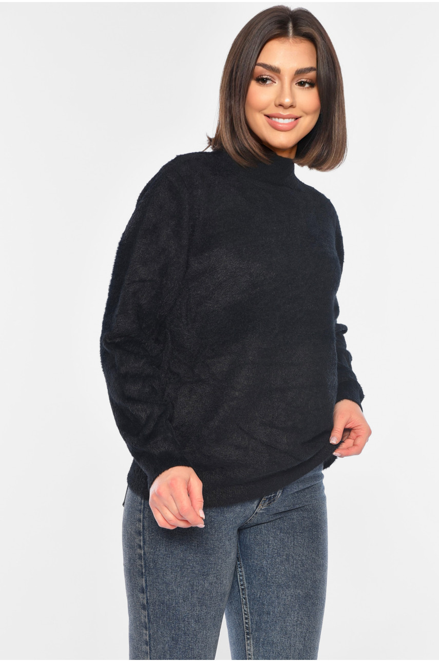 Светр жіночий однотонний чорного кольору 6010 192343