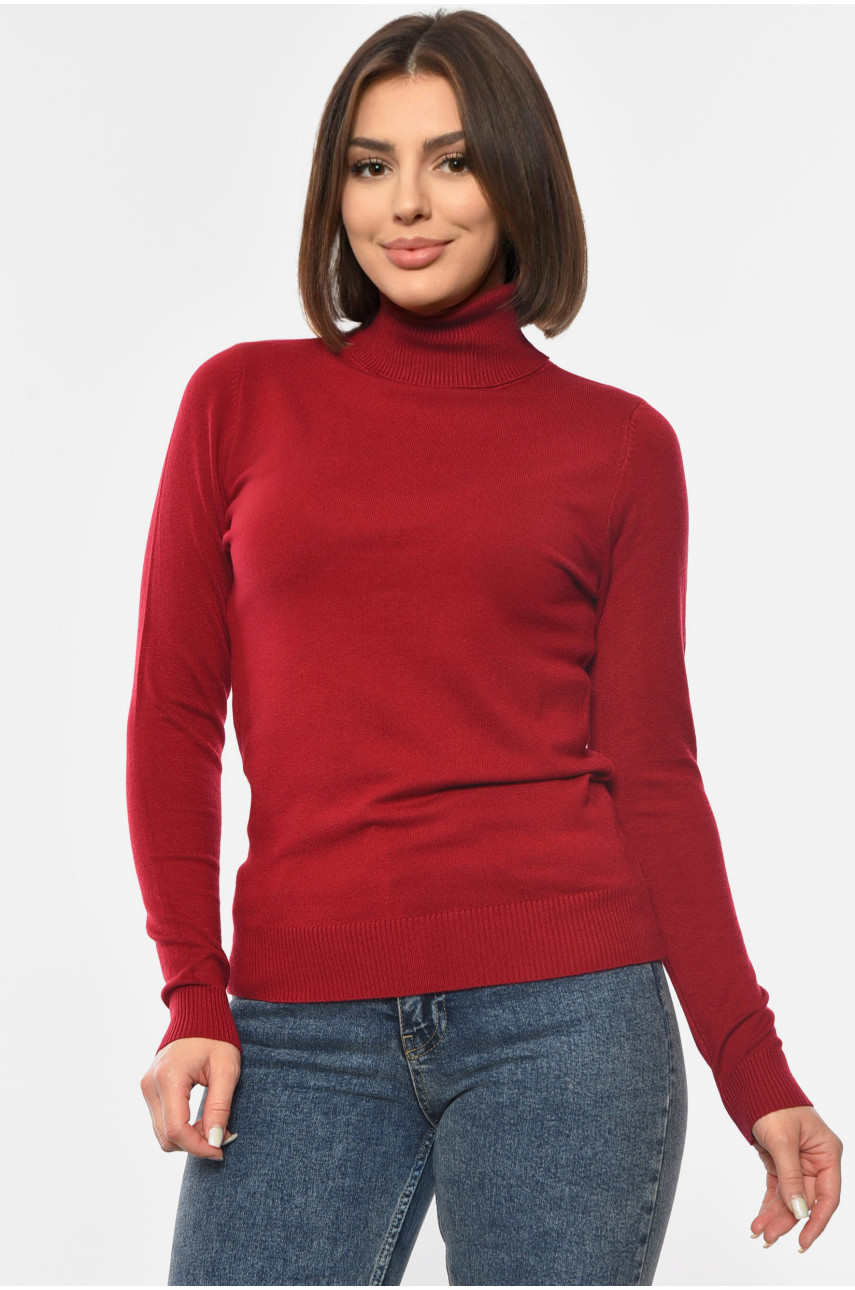 Гольф женский однотонный бордового цвета 2200 192368 Гольф женский однотонный бордового цвета 2200 192368