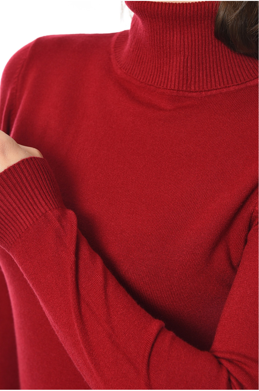 Гольф женский однотонный бордового цвета 2200 192368 Гольф женский однотонный бордового цвета 2200 192368