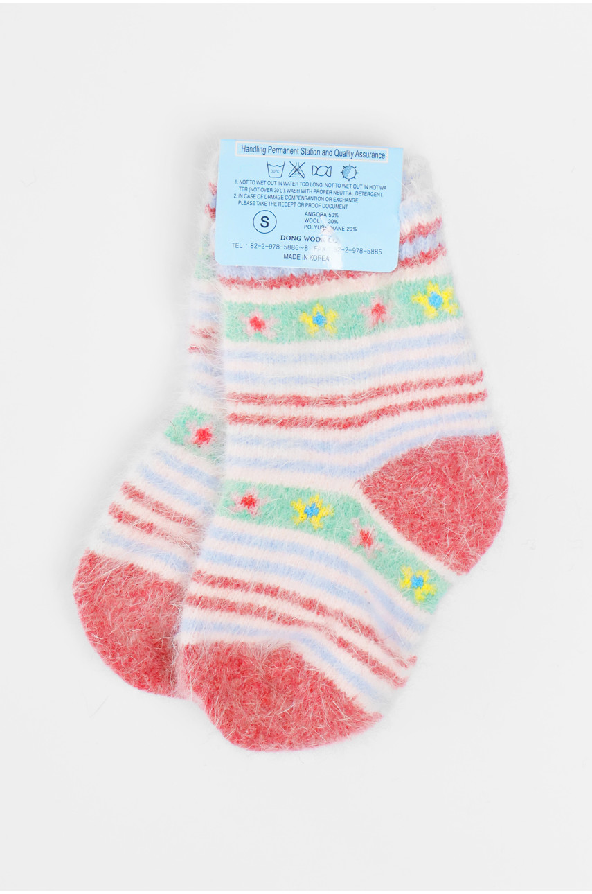 Носки детские ангоровые красного цвета с принтом 192440