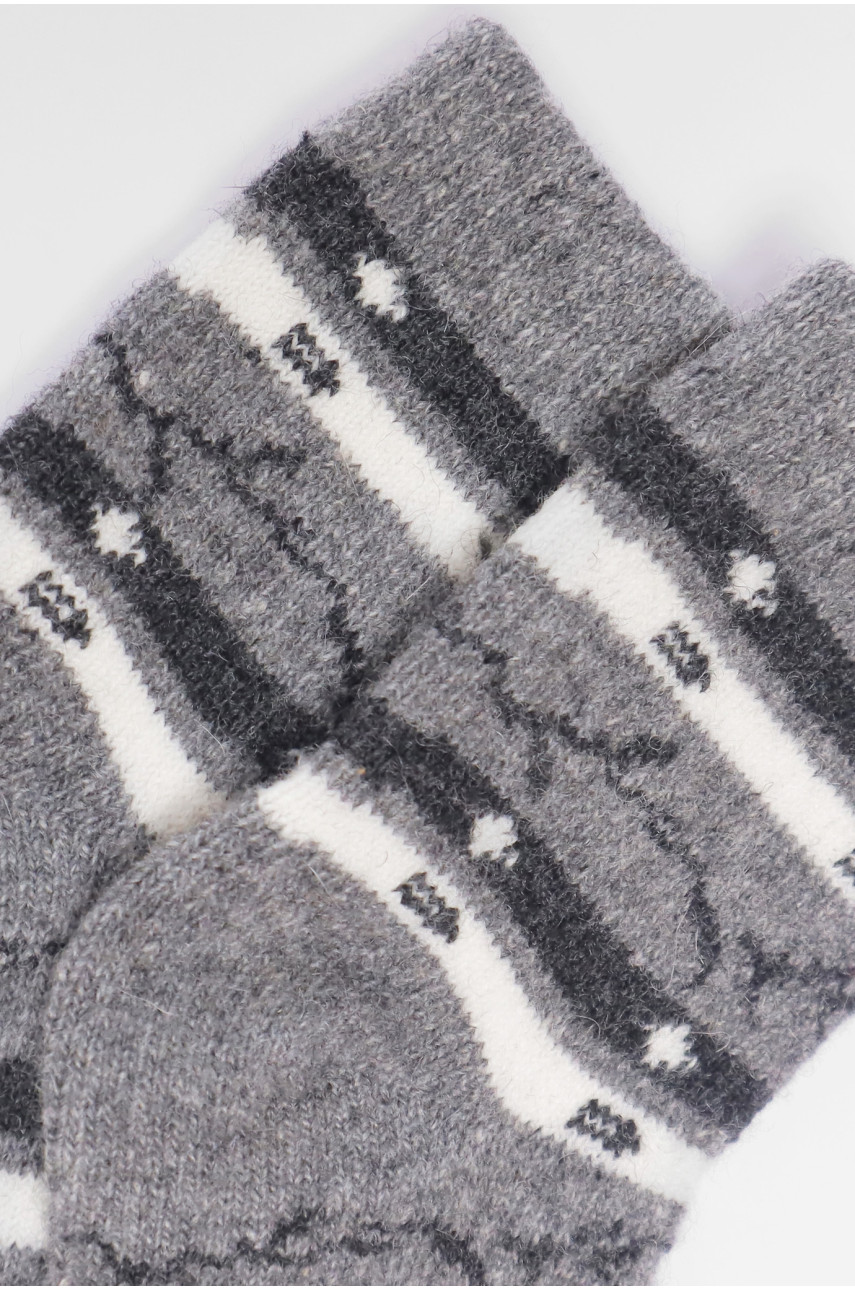 Носки детские теплые серого цвета с принтом 192453