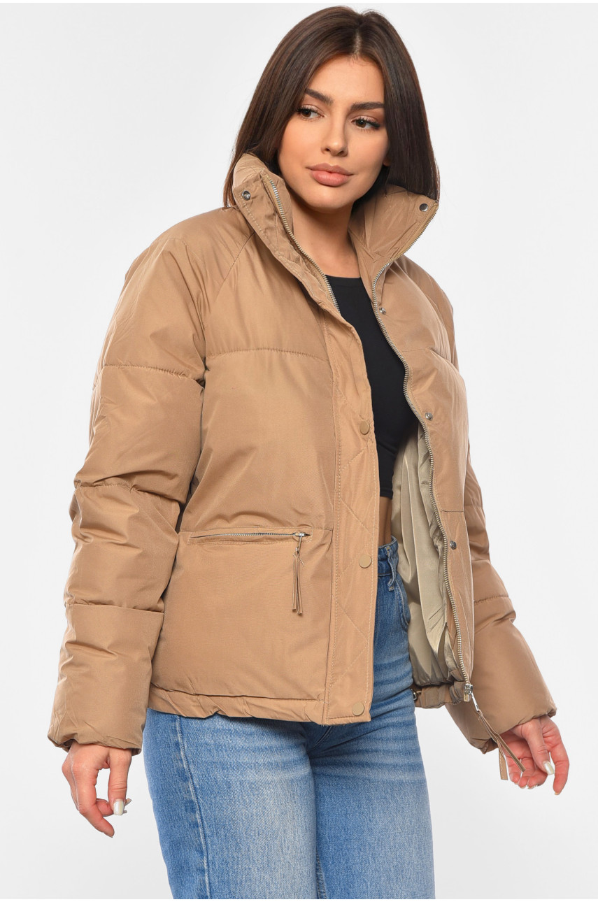 Куртка жіноча демісезонна темно-бежевого кольору 112 192456