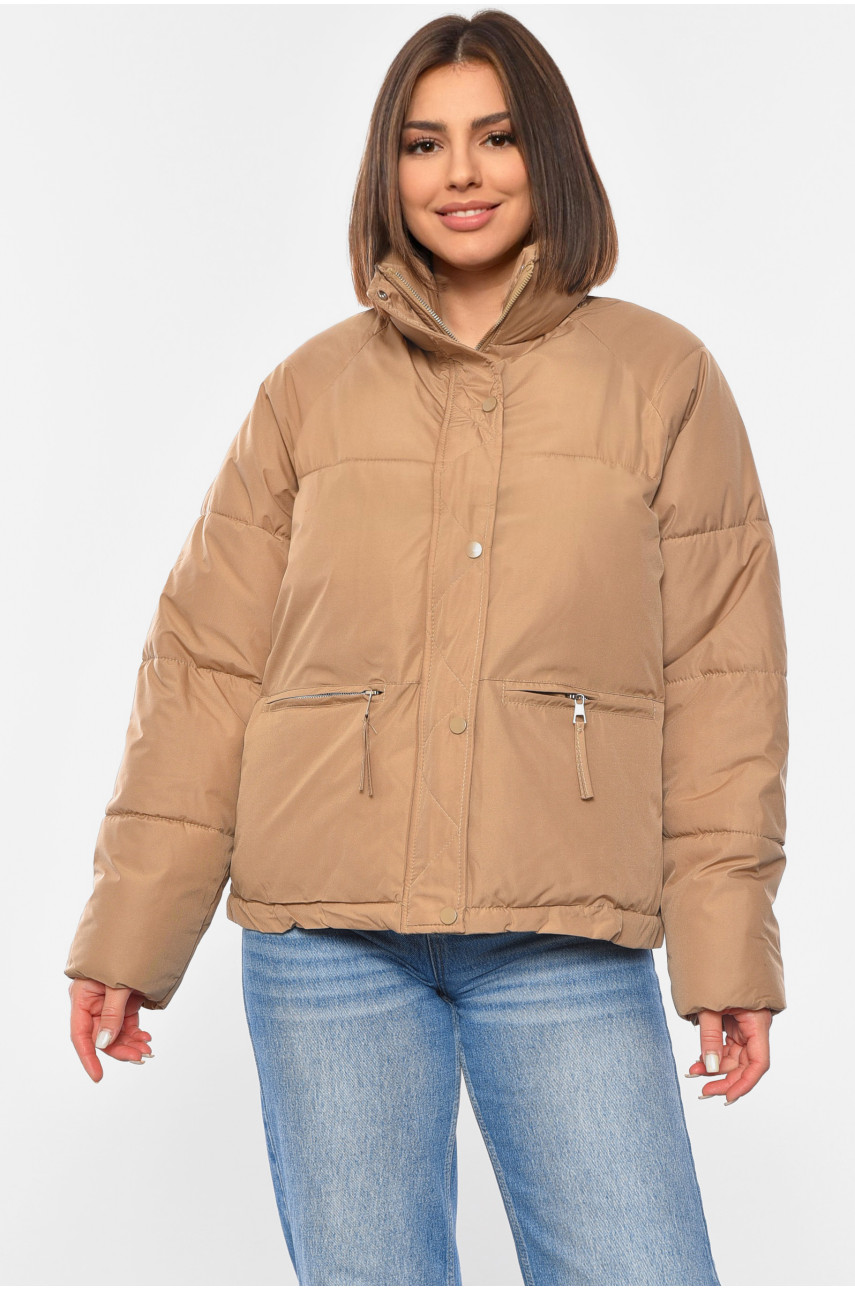 Куртка жіноча демісезонна темно-бежевого кольору 112 192456