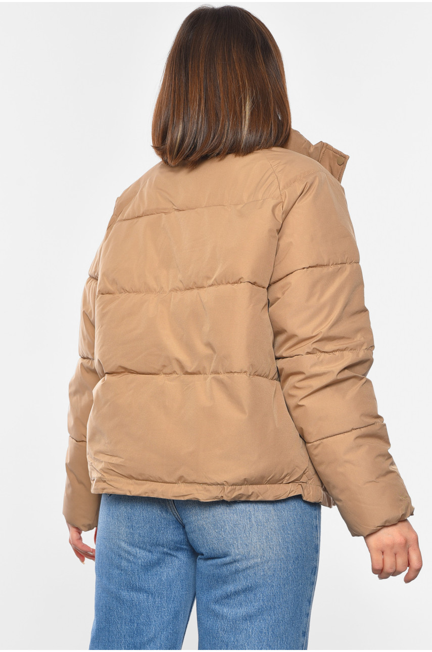 Куртка жіноча демісезонна темно-бежевого кольору 112 192456