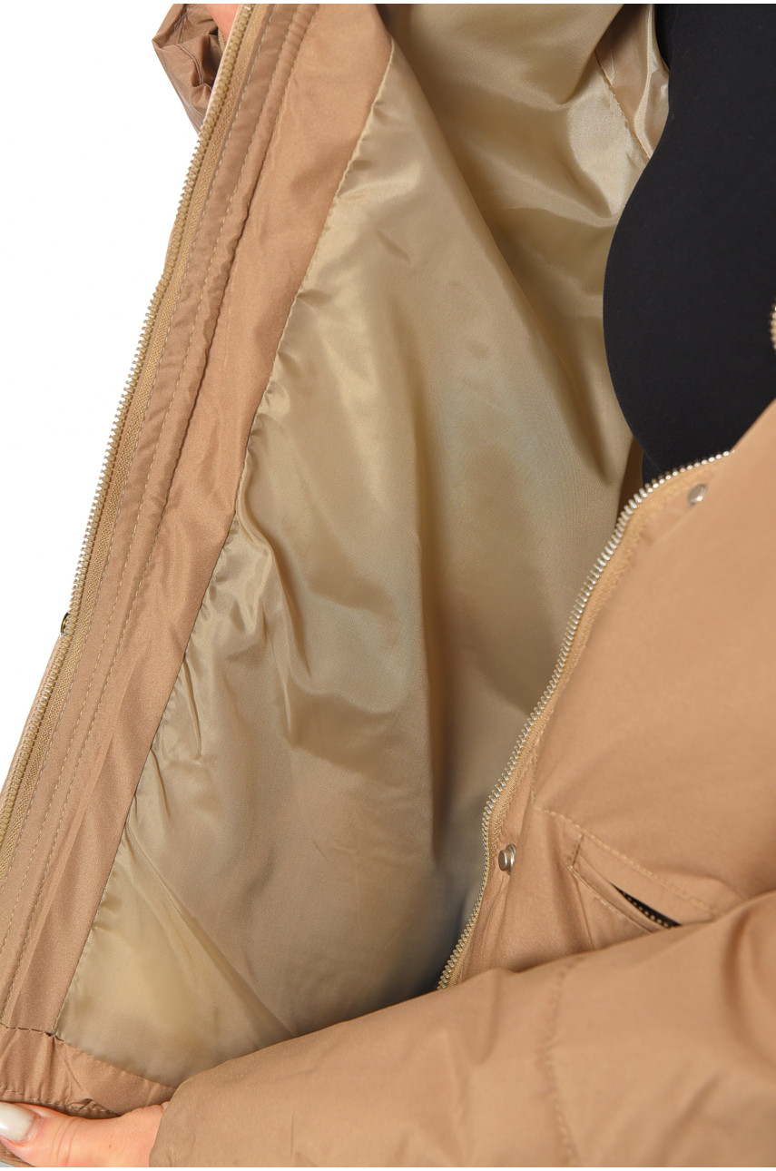 Куртка жіноча демісезонна темно-бежевого кольору 112 192456