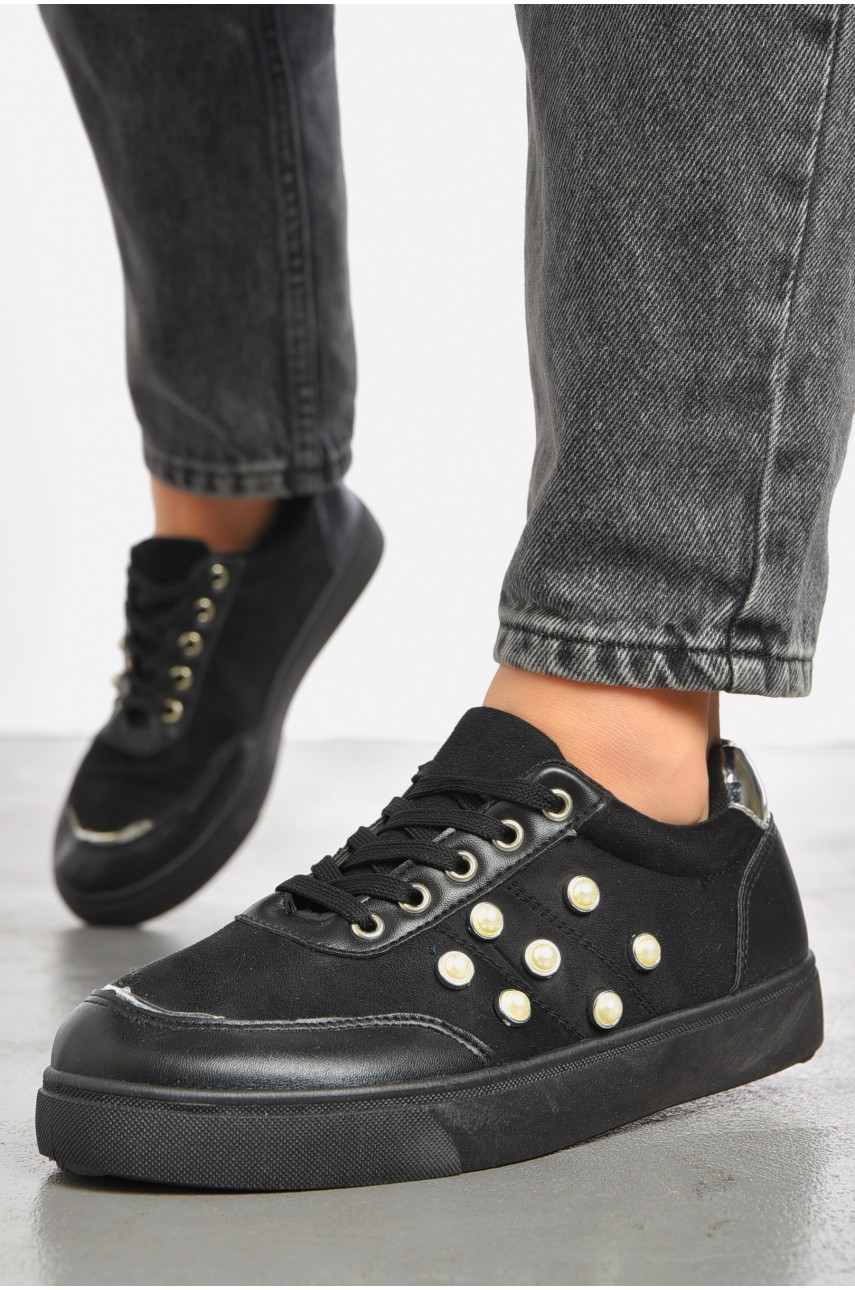 Кросівки жіночі чорного кольору на шнурівці 1849576 192497 Кросівки жіночі чорного кольору на шнурівці 1849576 192497