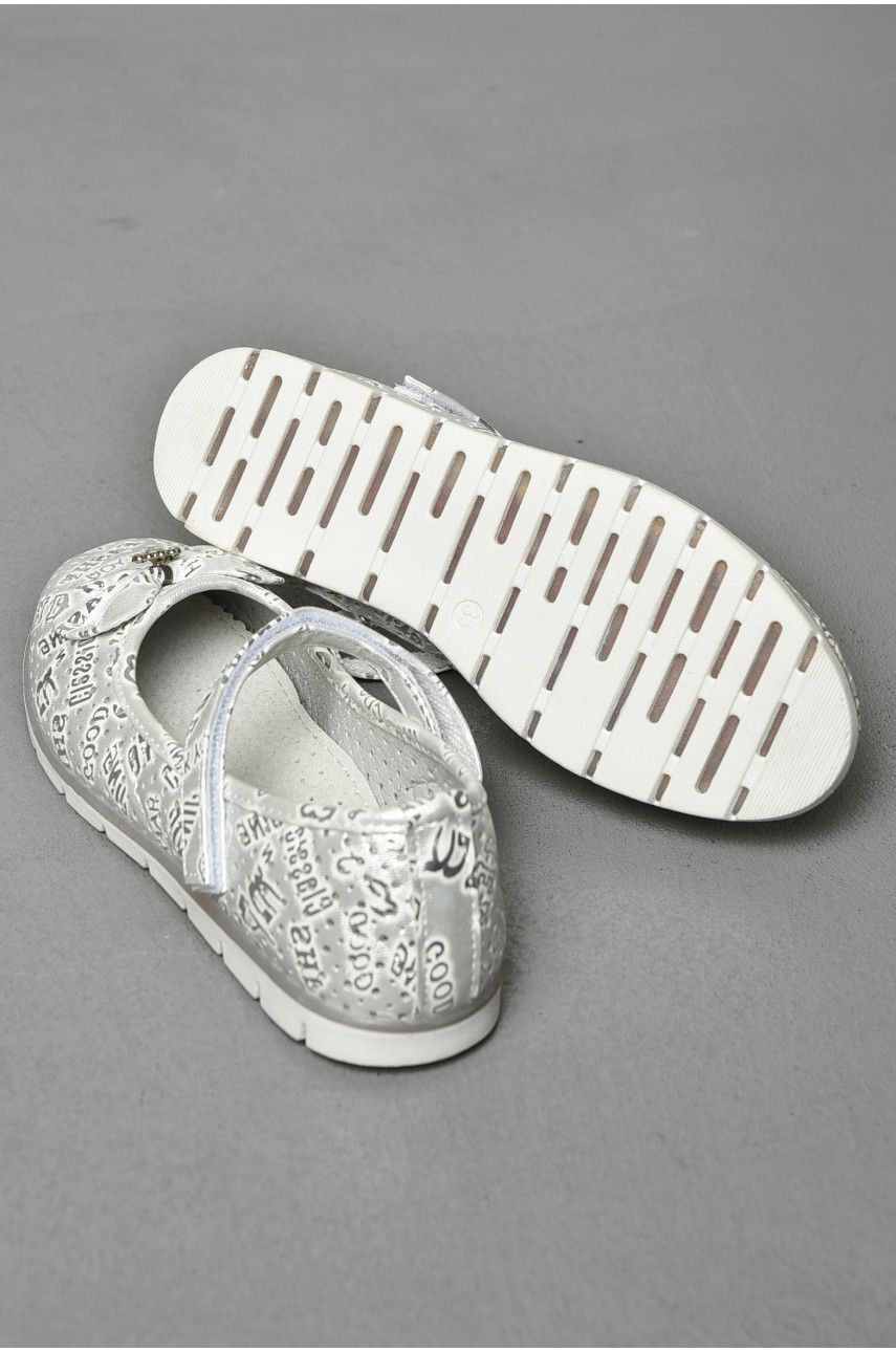 Балетки для девочки серебристого цвета 192509