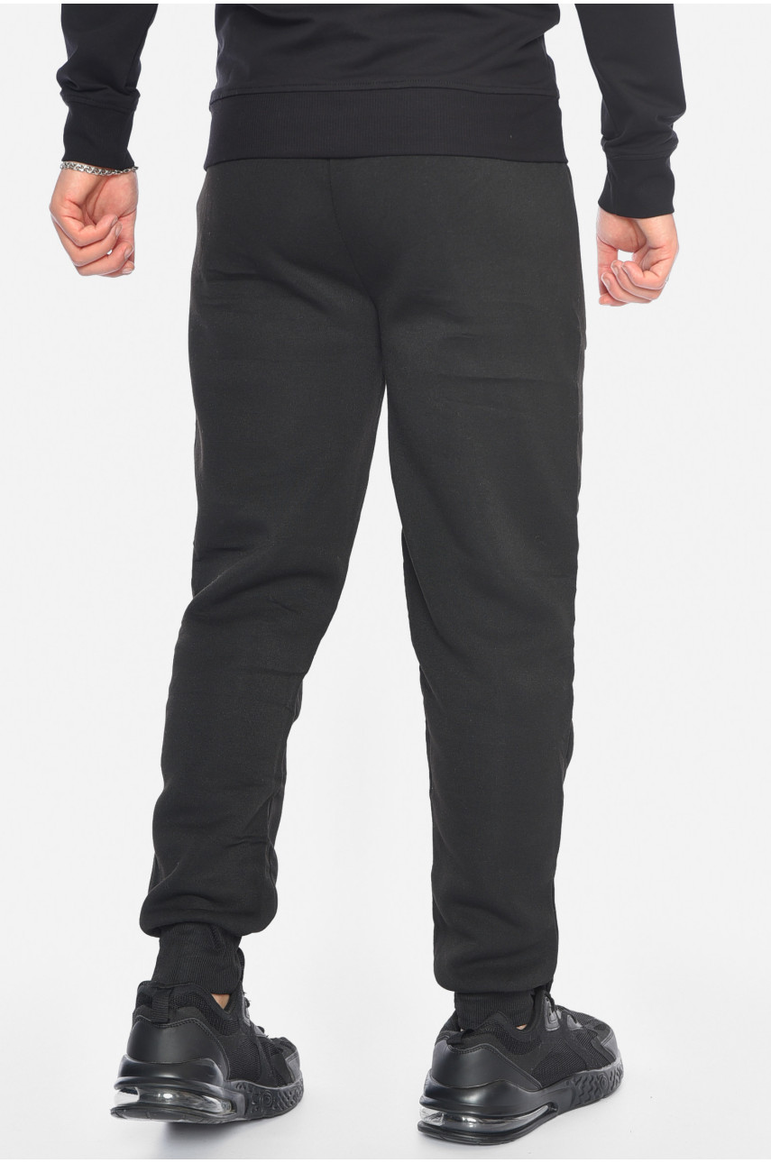 Спортивные штаны мужские на флисе черного цвета 6126 192528 Спортивные штаны мужские на флисе черного цвета 6126 192528