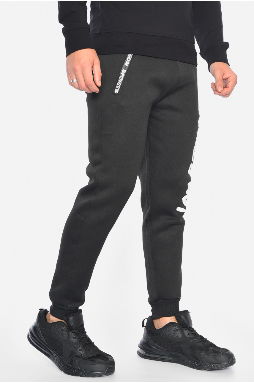 Спортивні штани чоловічі на флісі чорного кольору 192532