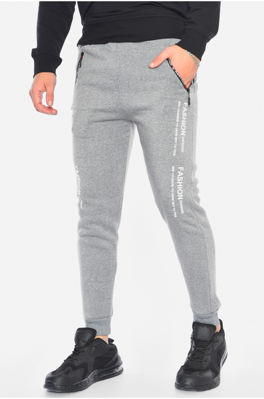 Спортивні штани чоловічі на флісі сірого кольору 192534