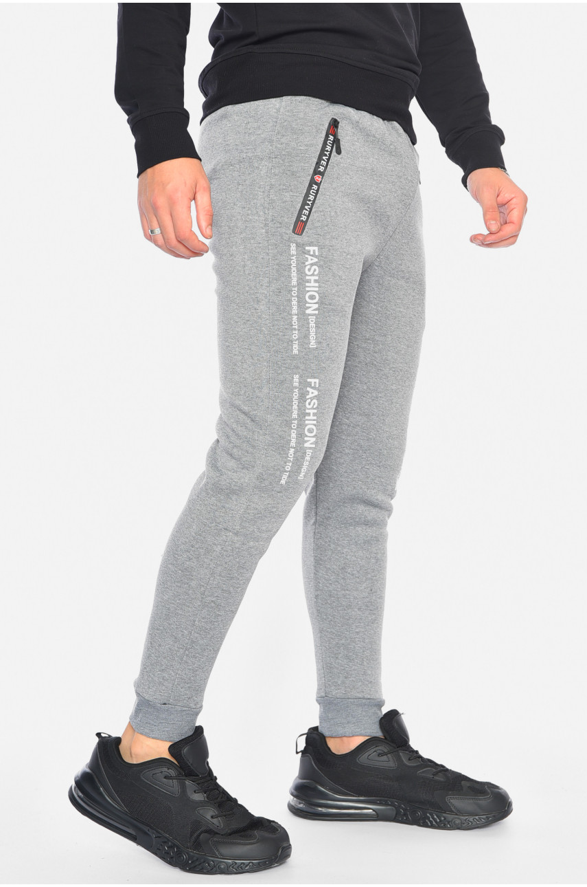 Спортивні штани чоловічі на флісі сірого кольору 192534