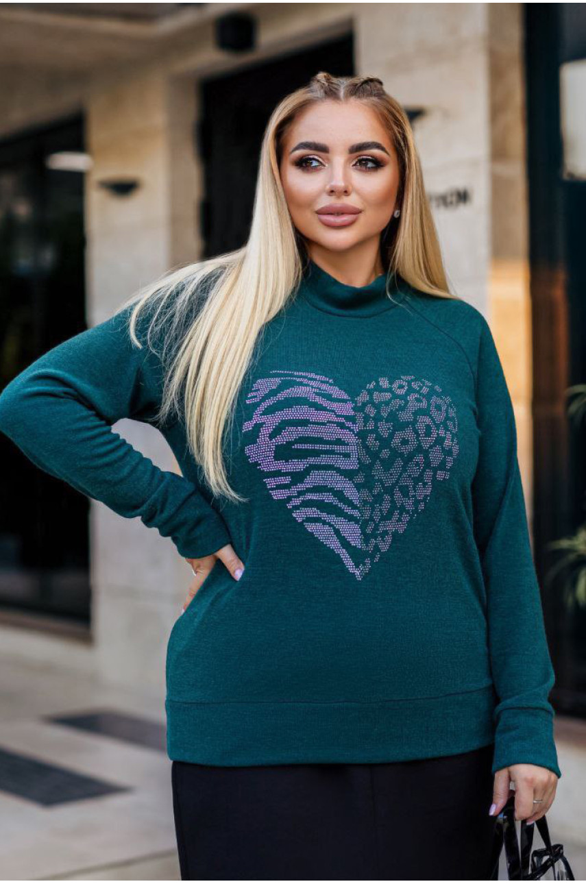 Светр жіночий темно-зеленого кольору 192542