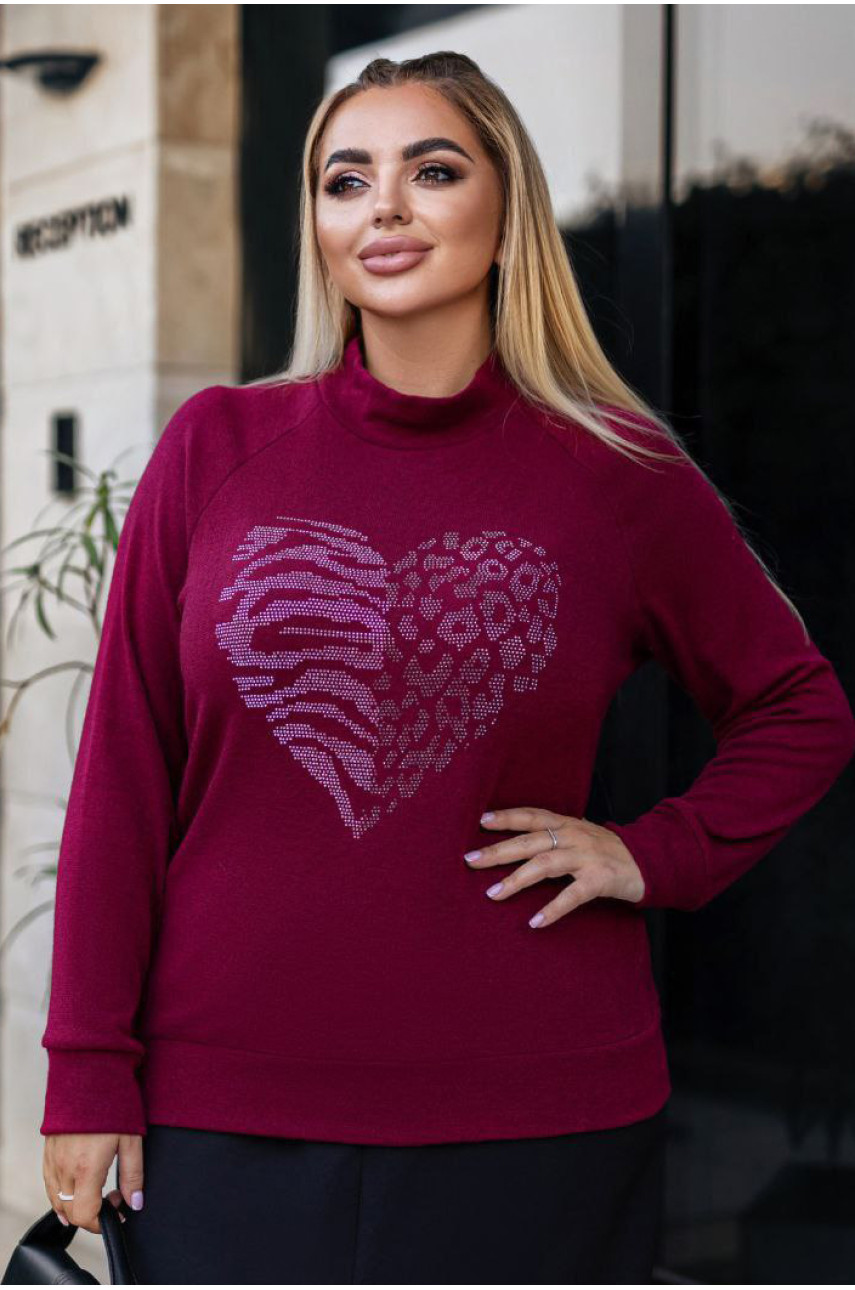 Светр жіночий бордового  кольору 192543