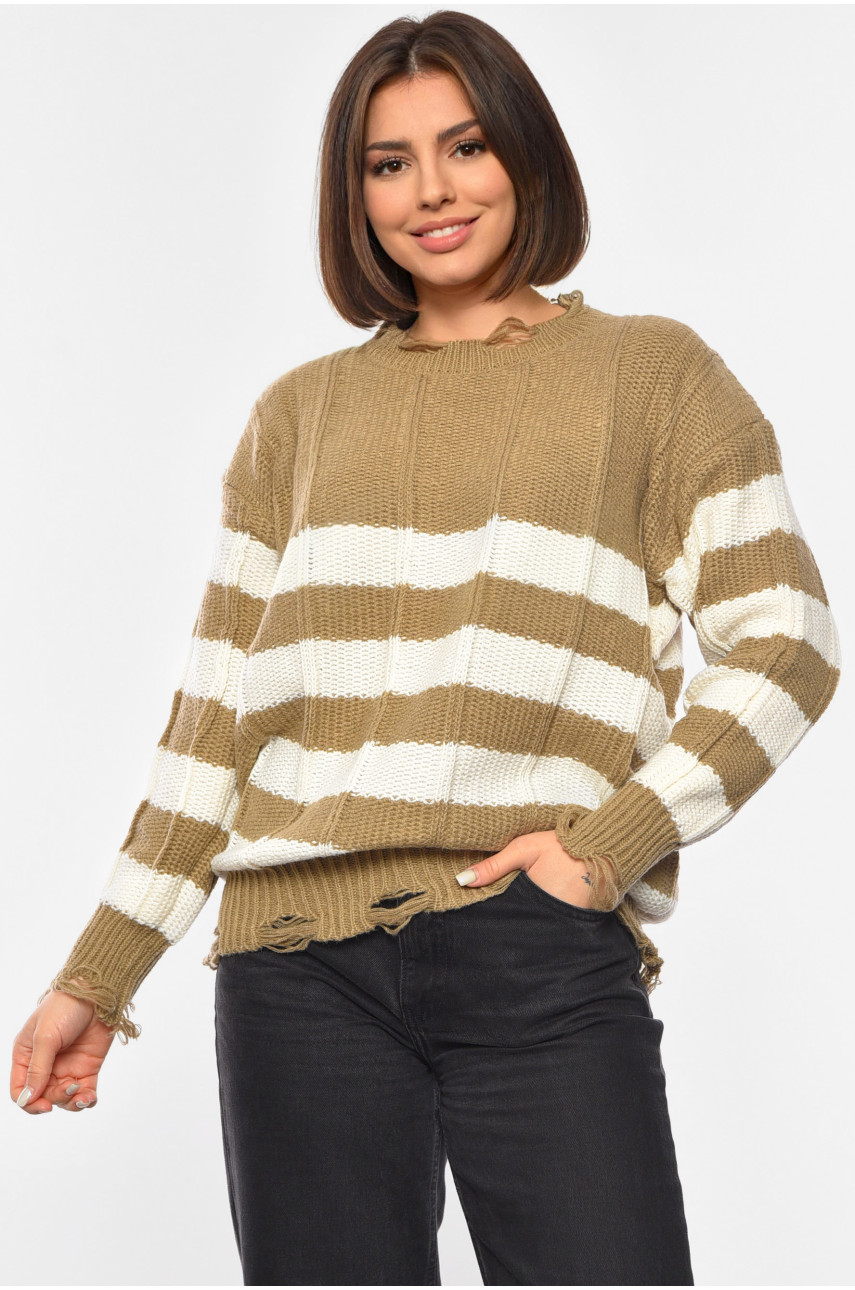 Светр жіночий напівбатальний бежевого кольору 111 192565