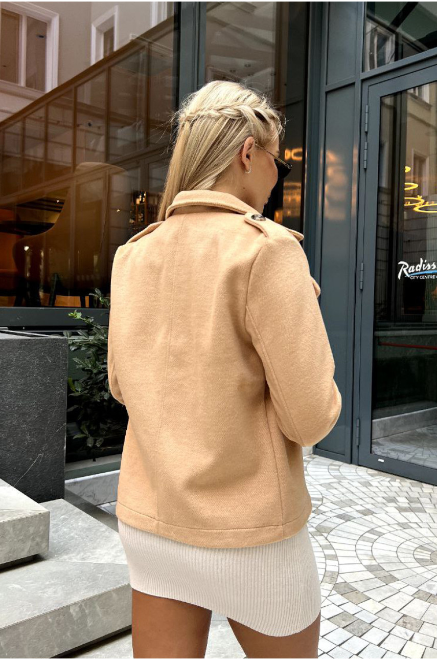 Піджак жіночий кашеміровий бежевого кольору 192572