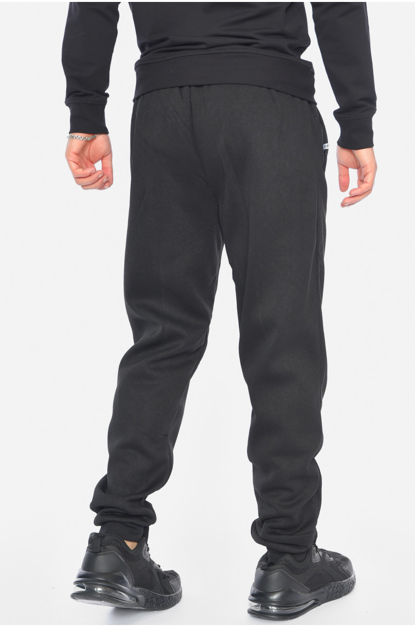 Спортивні штани чоловічі на флісі чорного кольору 41003 192578 Спортивні штани чоловічі на флісі чорного кольору 41003 192578
