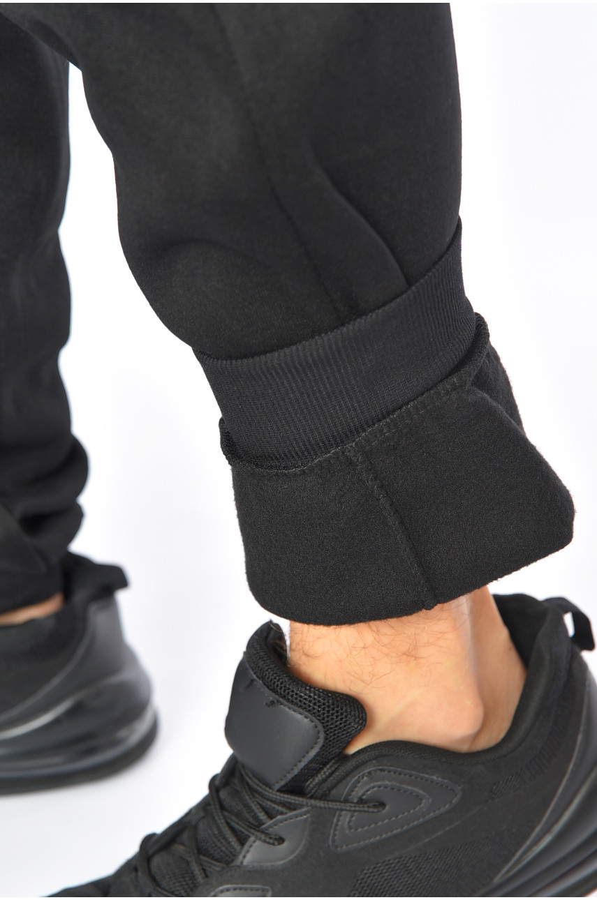 Спортивні штани чоловічі на флісі чорного кольору 41003 192578 Спортивні штани чоловічі на флісі чорного кольору 41003 192578