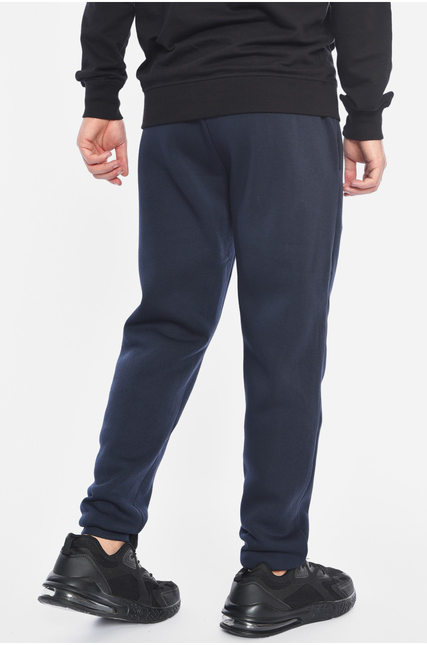 Спортивные штаны мужские на флисе темно-синего цвета 09к 192592