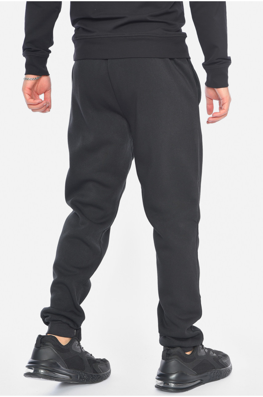 Спортивні штани чоловічі на флісі чорного кольору 09к 192593