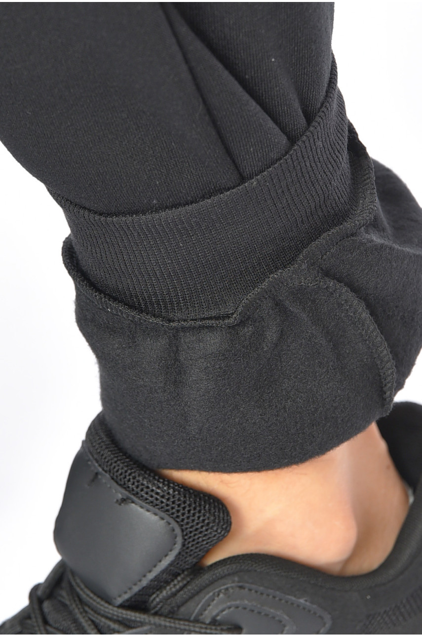 Спортивні штани чоловічі на флісі чорного кольору 09к 192593