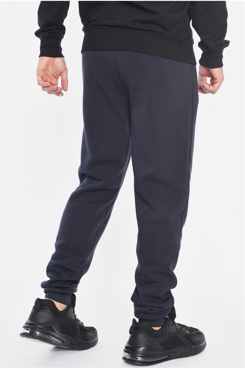 Спортивные штаны мужские на флисе темно-синего цвета 41269 192598