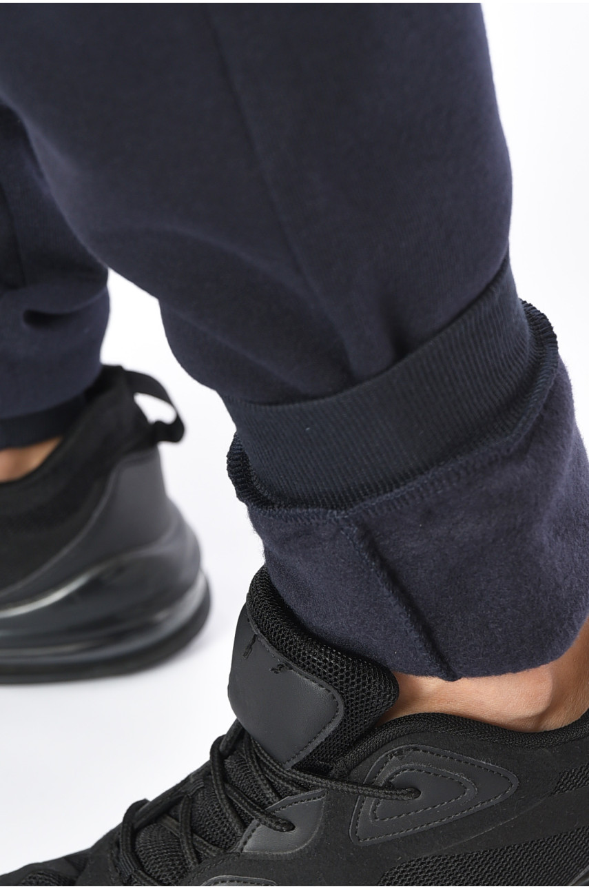 Спортивные штаны мужские на флисе темно-синего цвета 41269 192598