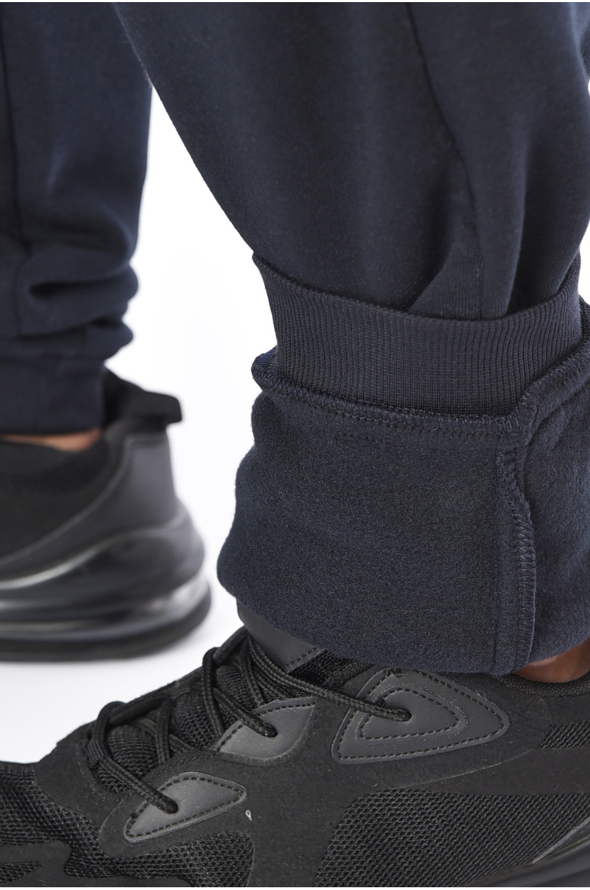 Спортивные штаны мужские на флисе темно-синего цвета 41207 192603