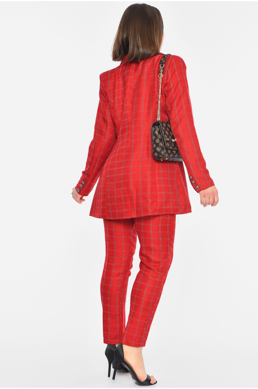 Костюм женский красного цвета с принтом 192608